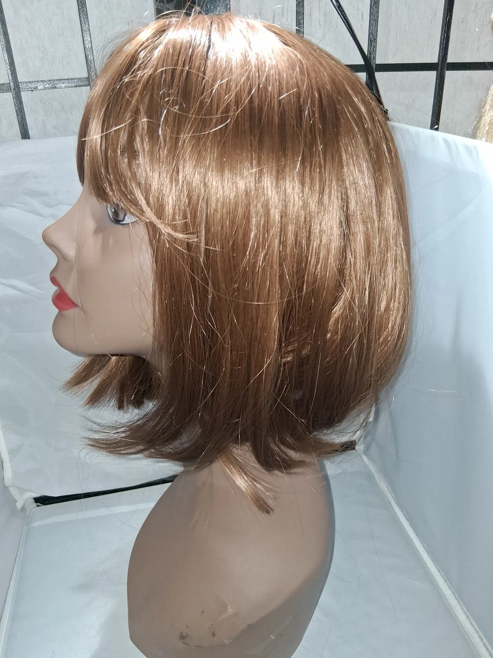 Source Unknown Brown Straight Bob Wig with Bangs